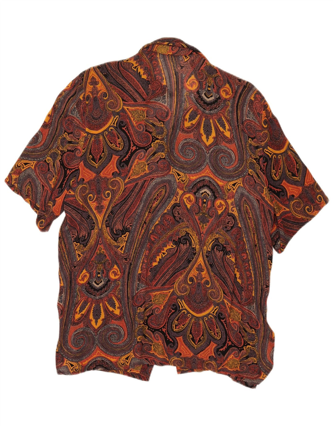 VINTAGE Blusa camisa de manga corta para mujer Reino Unido 16 Paisley multicolor grande