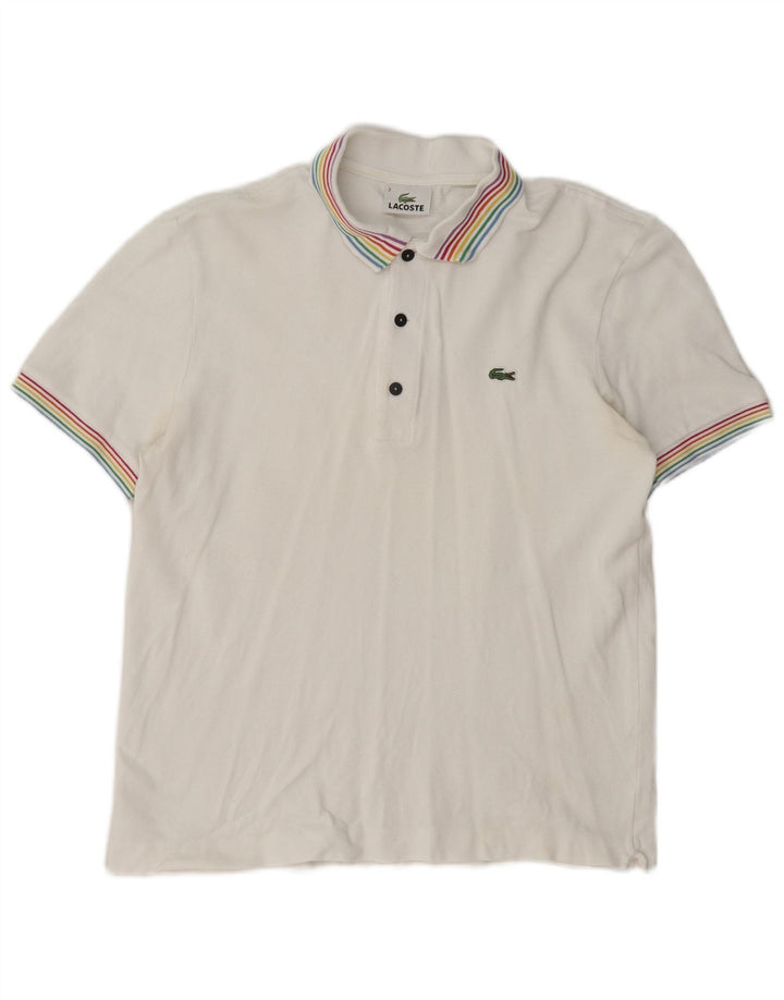 Lacoste Polo para hombre talla 3 pequeño algodón blanco