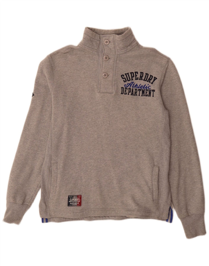 Superdry Sudadera Con Cuello Y Botones Gráficos Para Hombre Jersey De Algodón Gris Pequeño