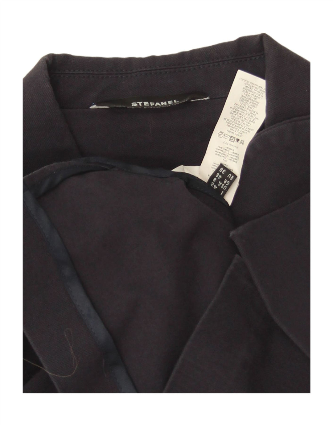 Stefanel Chaqueta tipo blazer corta con 3 botones para mujer EU 38 Algodón azul marino mediano