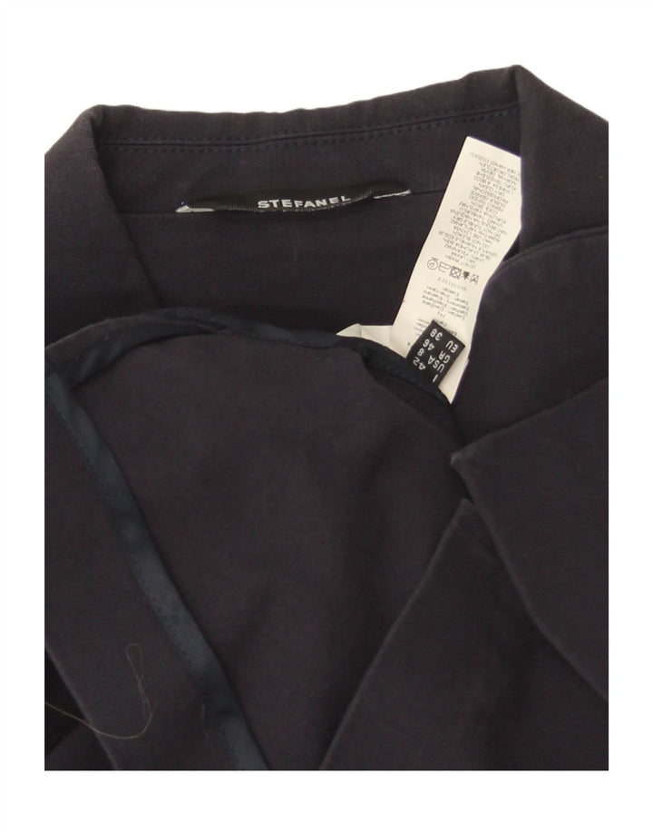 Stefanel Chaqueta tipo blazer corta con 3 botones para mujer EU 38 Algodón azul marino mediano