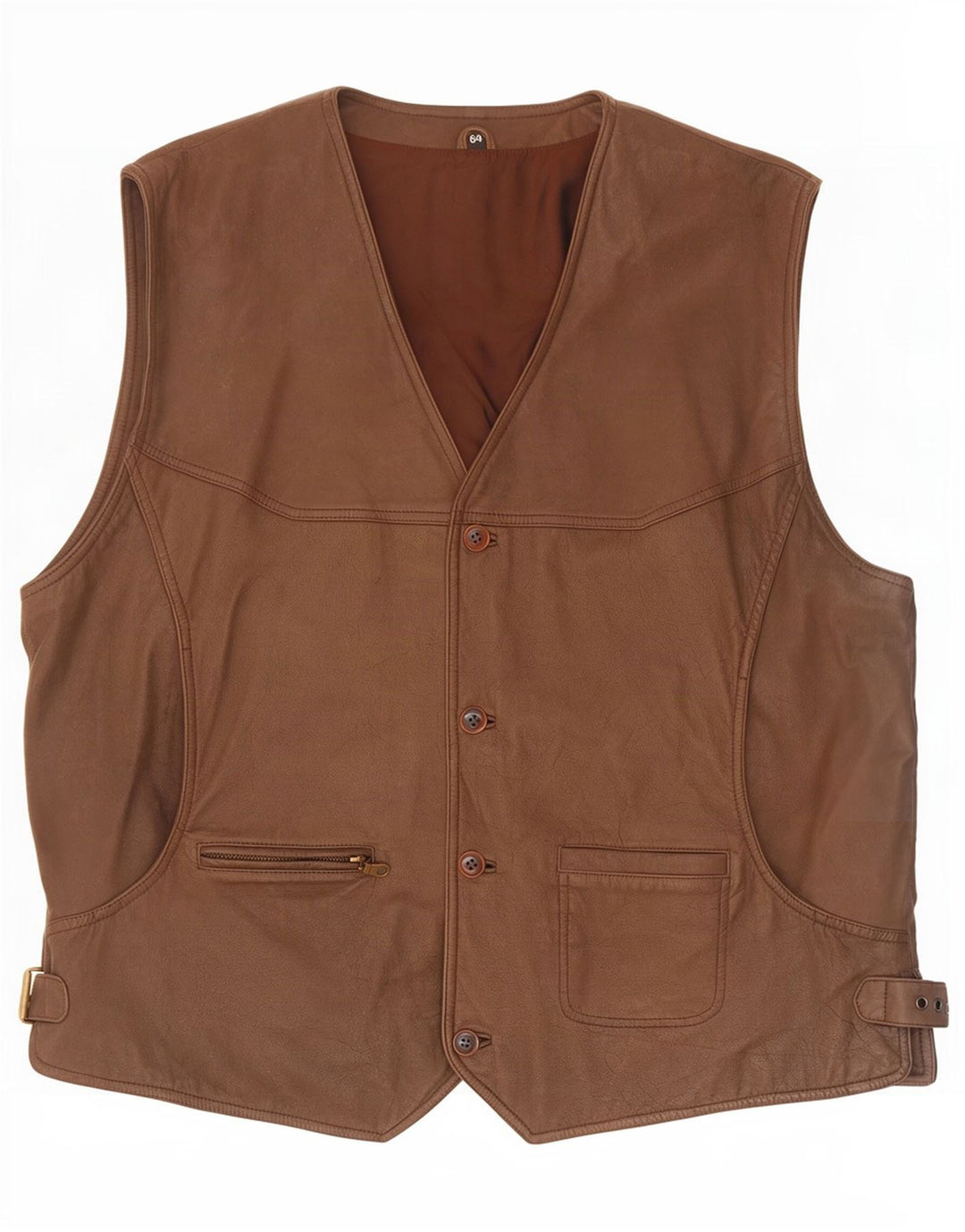 Chaleco de cuero vintage para hombre IT 64 5XL Marrón