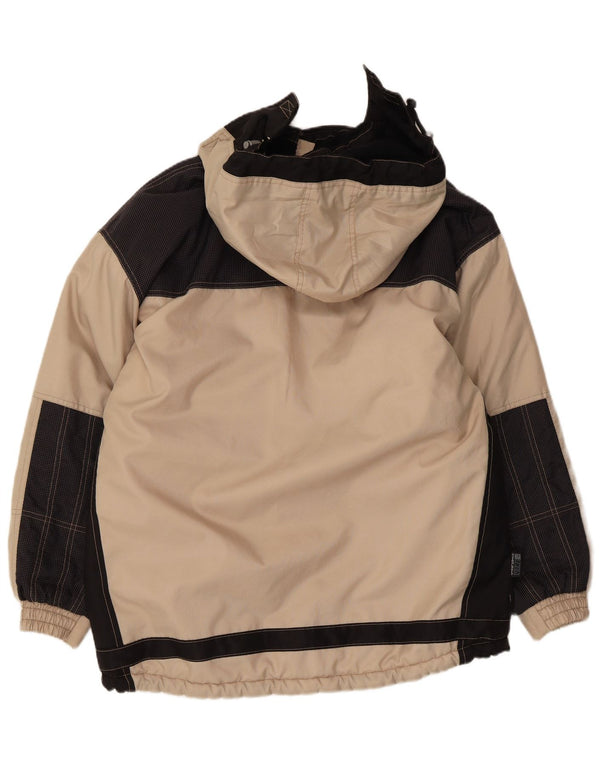 Astrolabio Chaqueta cortavientos con capucha para hombre UK 46 3XL Beige Colorblock