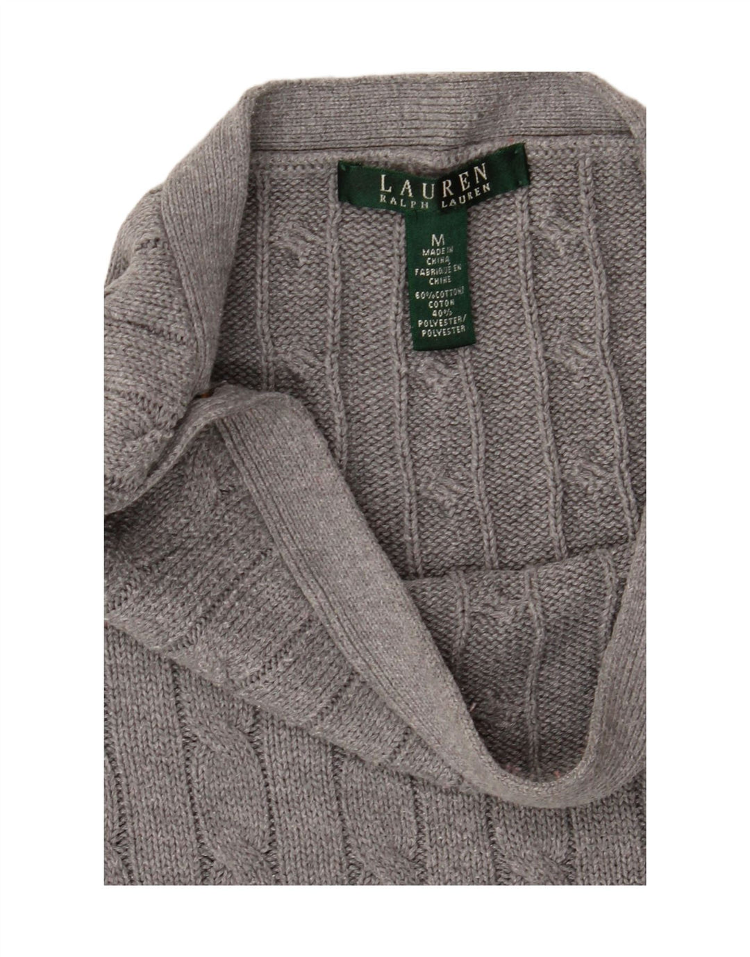 RALPH LAUREN Jersey con cuello barco para mujer UK 14 Algodón gris medio