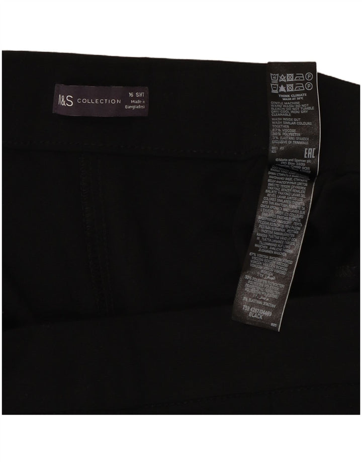 MARKS & SPENCER Pantalones cortos rectos para mujer UK 46 Large W34 L24 Negro