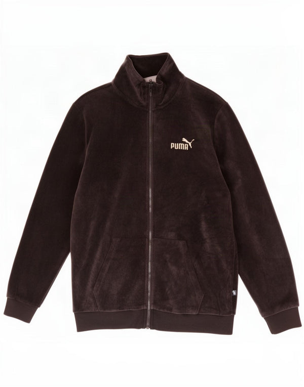 Puma Mujer Terciopelo Chándal Top Chaqueta Reino Unido 14 Mediano Negro Algodón