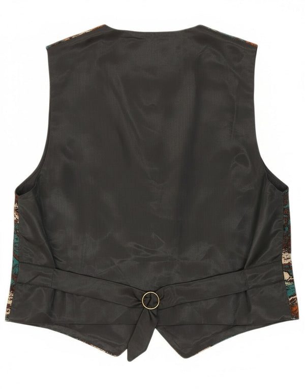 Vintage mujer patrón abstracto chaleco Reino Unido 14 medio multicolor