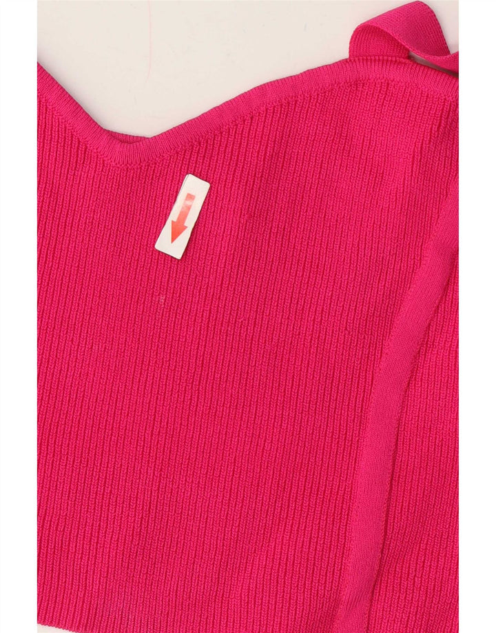 Zara Top corto de punto para mujer UK 42 Nylon rosa mediano