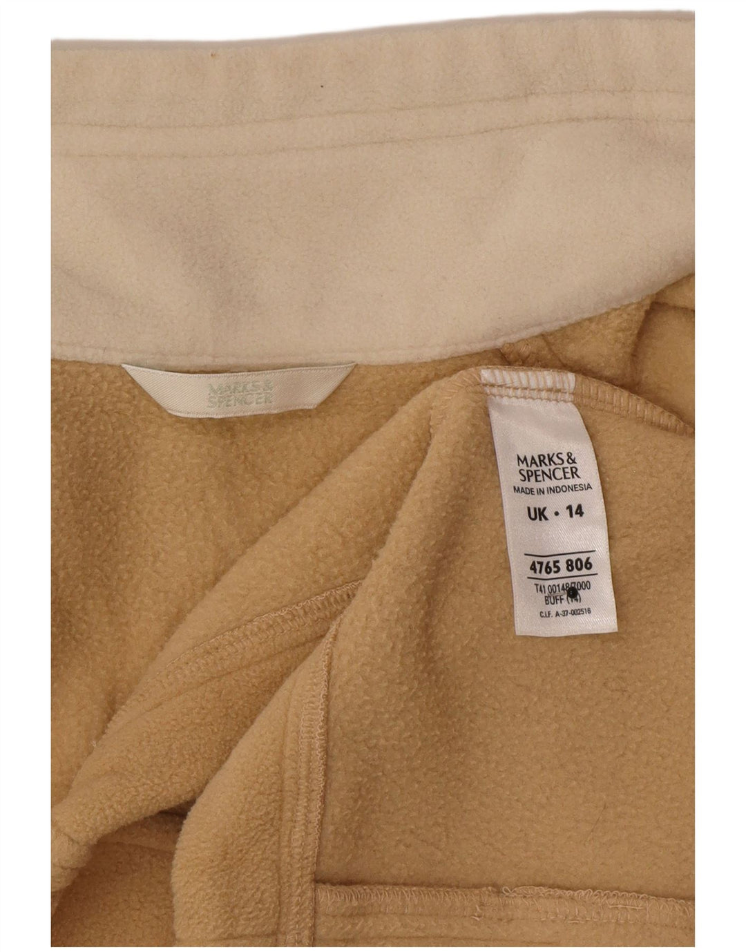 Marks & Spencer Chaqueta polar para mujer UK 44 Grande Poliéster beige
