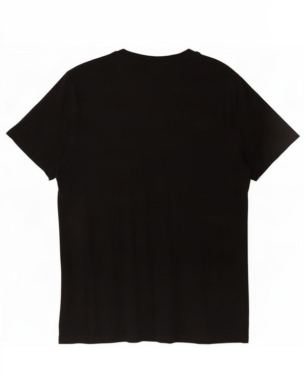 Hugo Boss Hombre Camiseta Gráfica Top Medio Algodón Negro