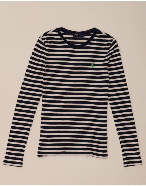 Polo Ralph Lauren Mujer Top Manga Larga UK 4 XS Azul Marino Rayas Algodón