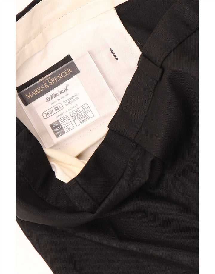 Marks & Spencer Pantalón chino recto para hombre W38 L29 Poliéster negro