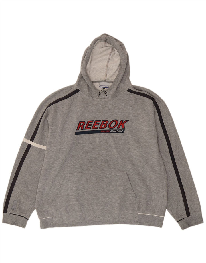 Reebok Sudadera con capucha gráfica para hombre XL Gris moteado Poliéster