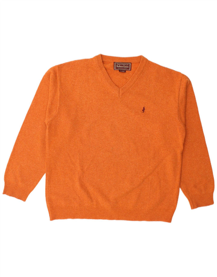 Marlboro Classics Jersey con cuello en V para hombre XL Lana naranja