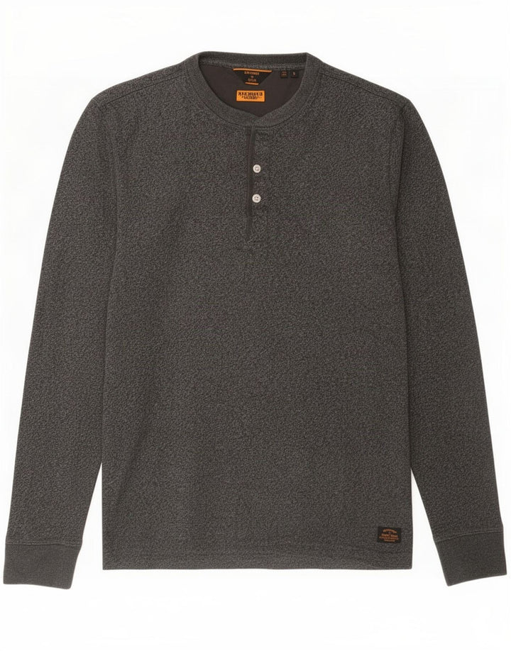 Superdry Hombre Top Manga Larga Pequeño Algodón Gris