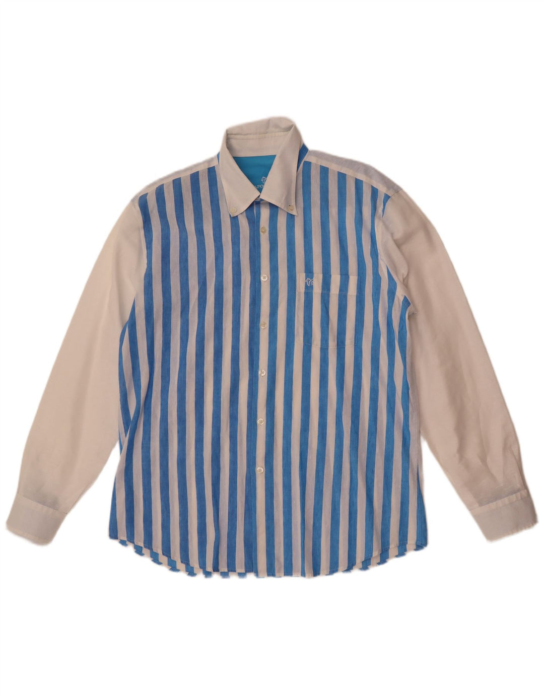 Camisa Hombre Caporiccio XL Lino Rayas Azul