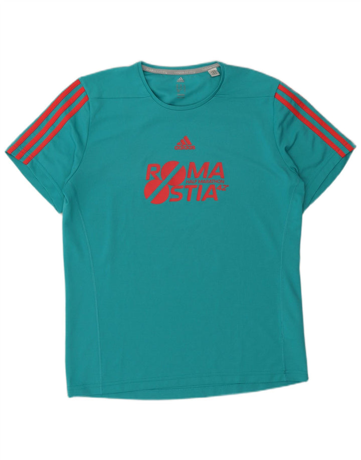 Adidas Hombre Roma Graphic Camiseta Top Poliéster Turquesa Medio