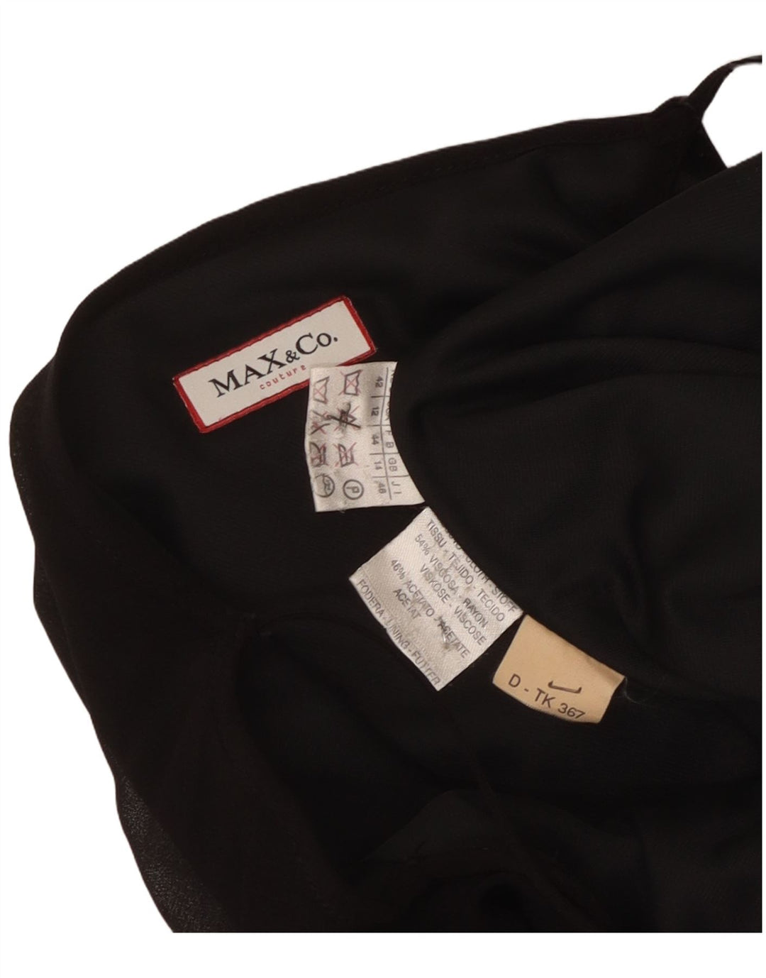 Max & Co. Vestido largo lencero para mujer UK 44 Viscosa negra mediana