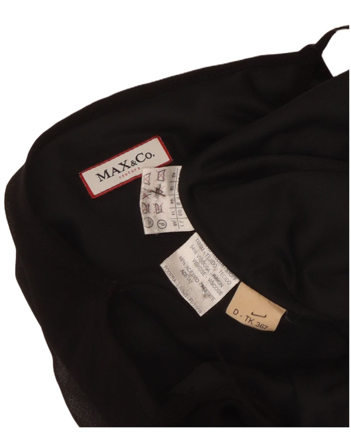 Max & Co. Vestido largo lencero para mujer UK 44 Viscosa negra mediana
