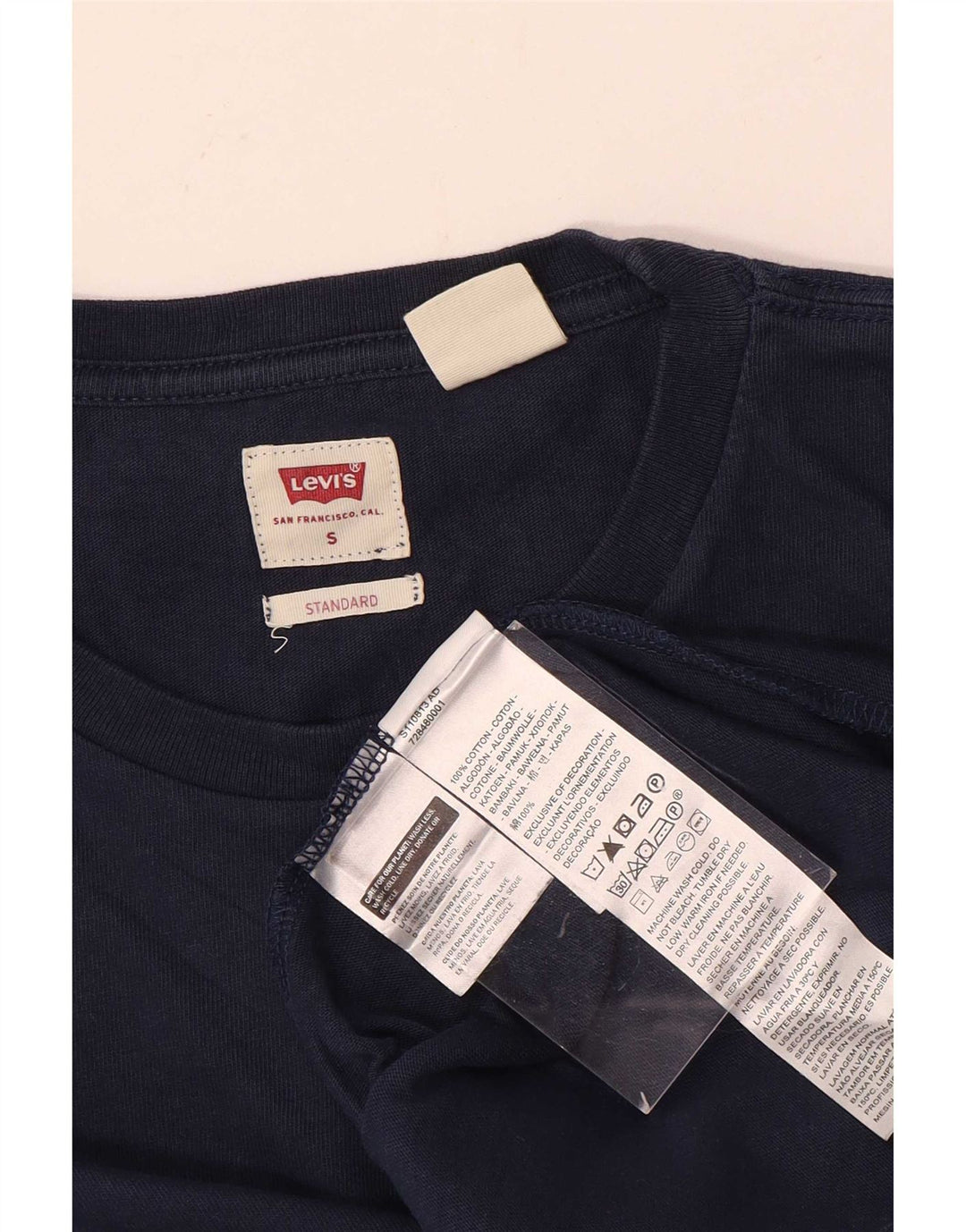 Levi's Mens Standard Fit Top Manga Larga Pequeño Algodón Azul Marino