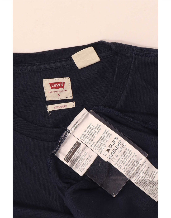 Levi's Mens Standard Fit Top Manga Larga Pequeño Algodón Azul Marino