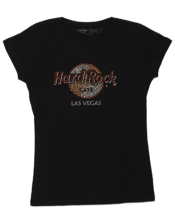 Hard Rock Cafe Mujer Las Vegas Graphic Camiseta Top UK 10 Small Negro