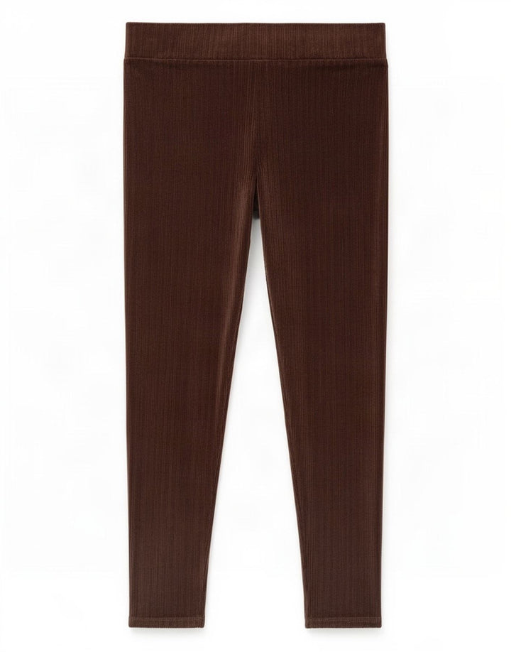 Marks & Spencer Leggings de terciopelo para mujer UK 46 Grande Poliéster marrón