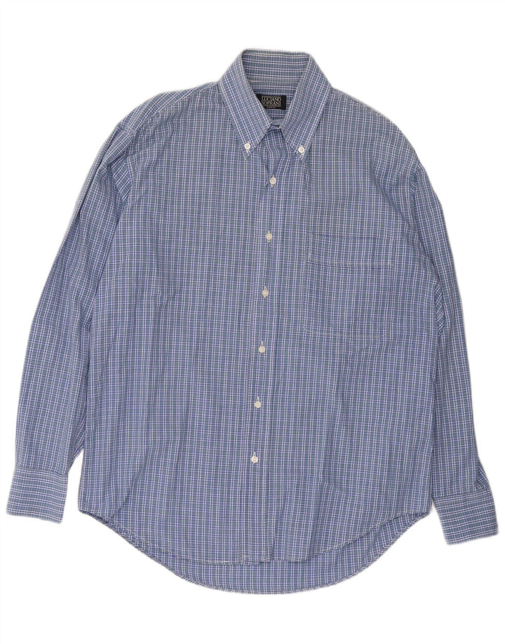 LUCIANO SOPRANI Camisa Hombre Cuadros Azules Grandes
