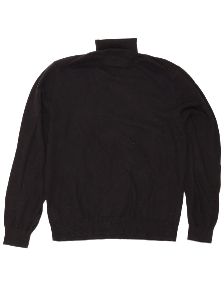 Jack Wills Jersey con cuello vuelto para hombre, talla grande, algodón negro