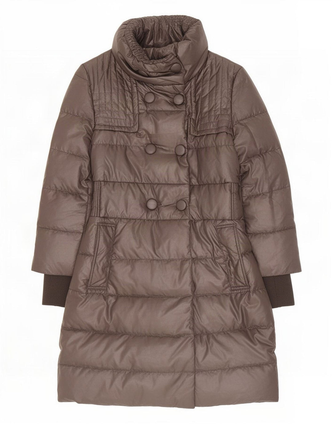 Penny Black Abrigo acolchado de doble botonadura para mujer UK 8 Small Marrón Poliéster