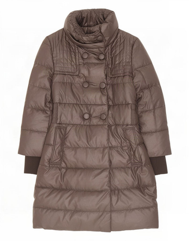 Penny Black Abrigo acolchado de doble botonadura para mujer UK 8 Small Marrón Poliéster