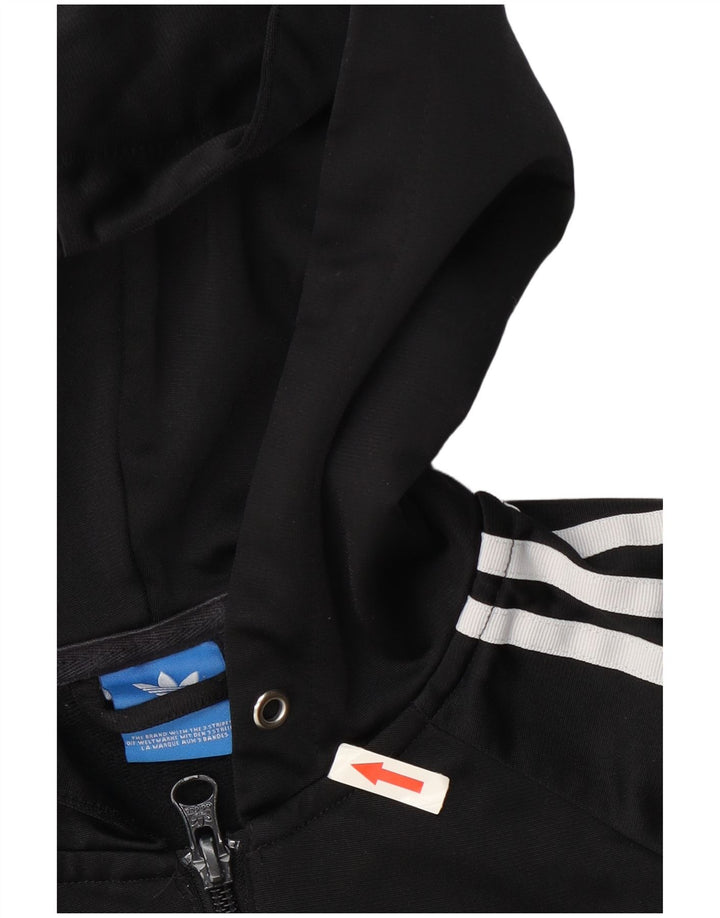 Adidas - Sudadera con capucha para mujer con cremallera gráfica, talla 40, poliéster negro mediano
