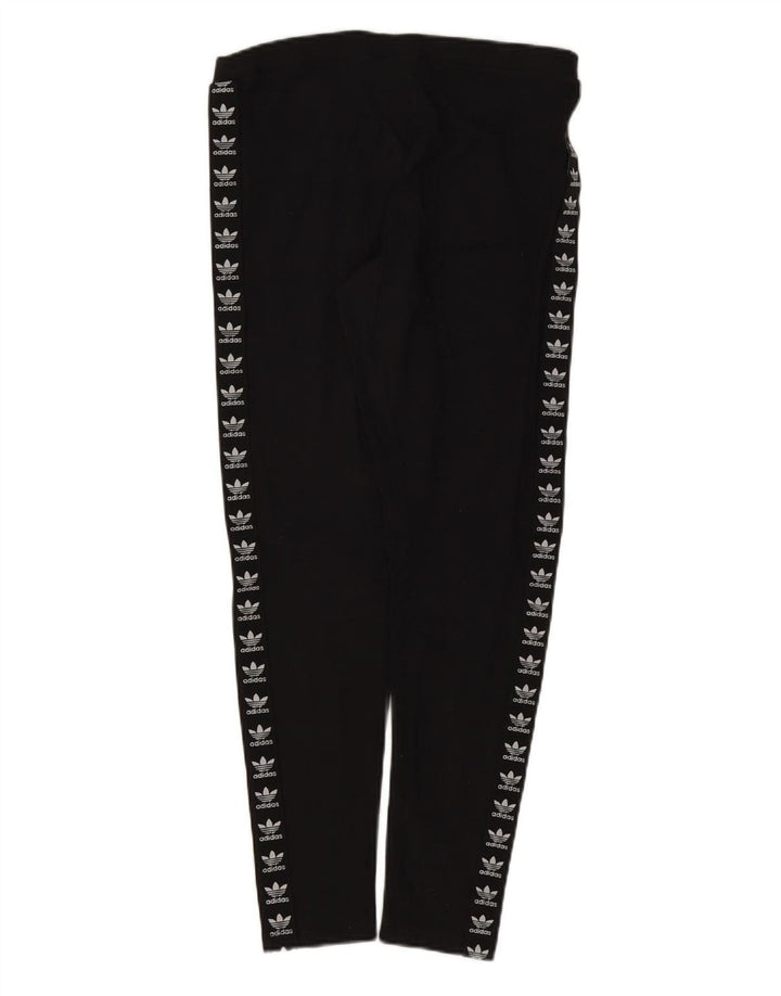 ADIDAS Womens Graphic Leggings UK 14 Medium Black Cotton