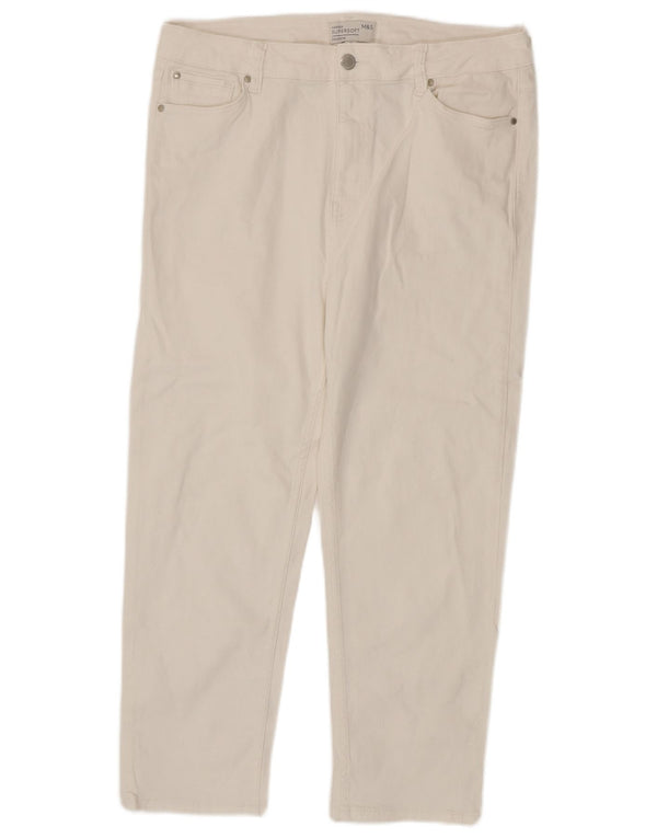 Marks & Spencer Vaqueros Recortados Cigarrillos para Mujer UK 18 XL W36 L24 Blanco