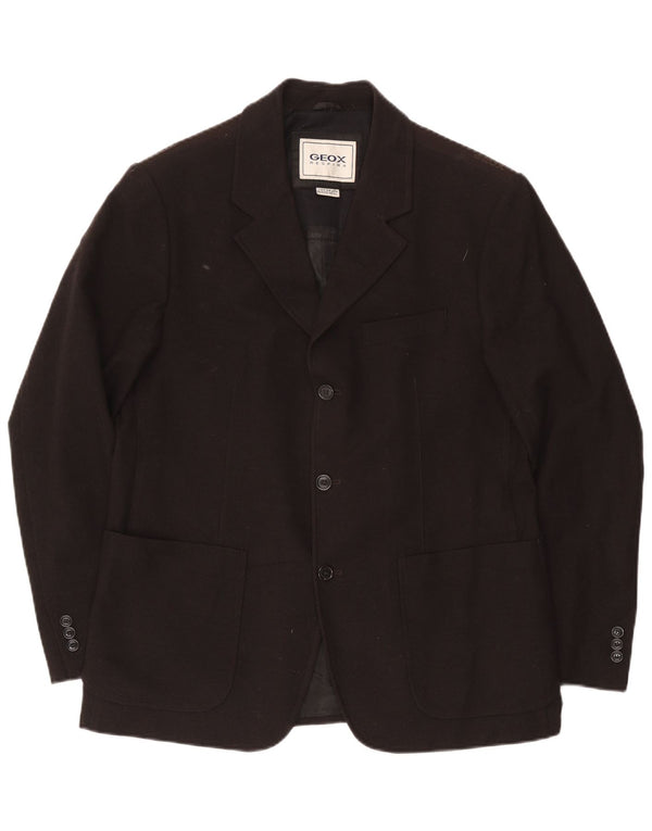 Geox Chaqueta tipo blazer Respira de 3 botones para hombre UK 42 XL Lana negra