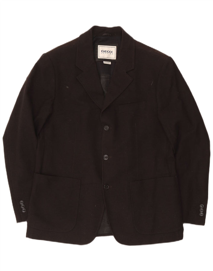 Geox Chaqueta tipo blazer Respira de 3 botones para hombre UK 42 XL Lana negra