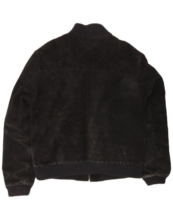 Vintage hombres ante bomber chaqueta Reino Unido 42 XL cuero negro