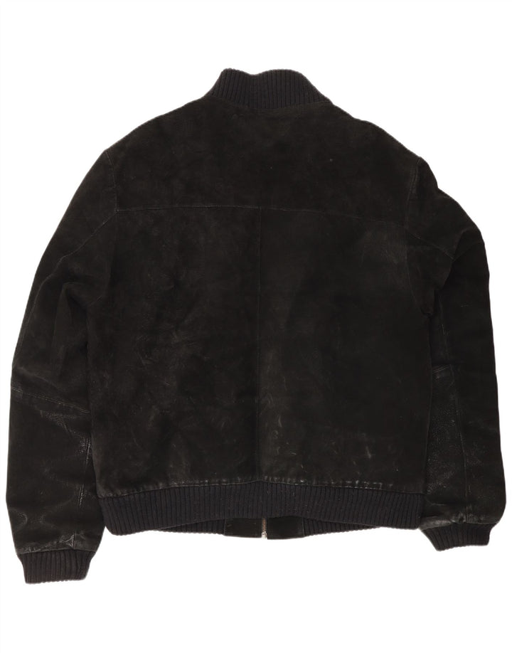 Vintage hombres ante bomber chaqueta Reino Unido 42 XL cuero negro