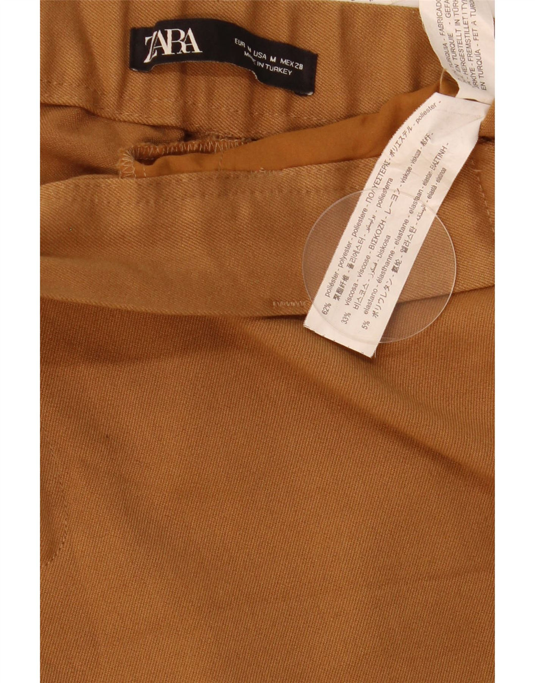 Zara Mujer Pantalón Cropped Slim Medium W28 L25 Marrón Poliéster