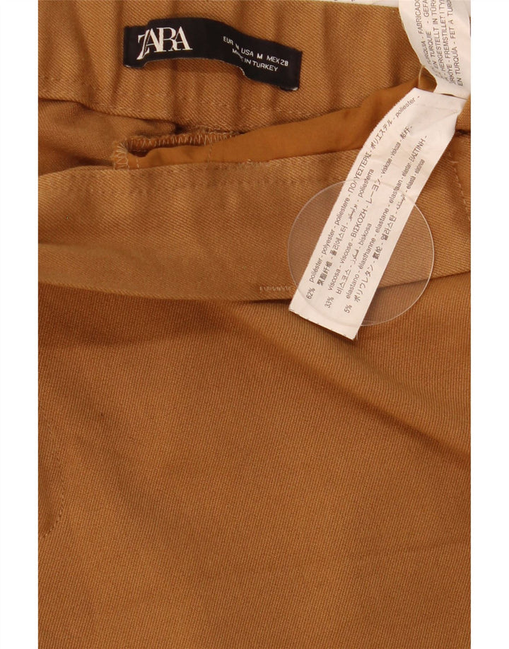 Zara Mujer Pantalón Cropped Slim Medium W28 L25 Marrón Poliéster