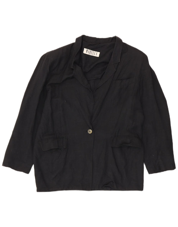 Marella Chaqueta Blazer de 1 Botón para Mujer UK 44 Grande Viscosa Negra
