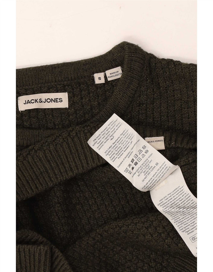 Jack & Jones Mens Crew Neck Jumper Sweater Pequeño Caqui Acrílico