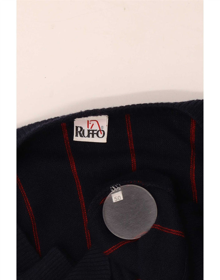 RUFF0 Cárdigan para hombre IT 50 mediano azul marino a rayas