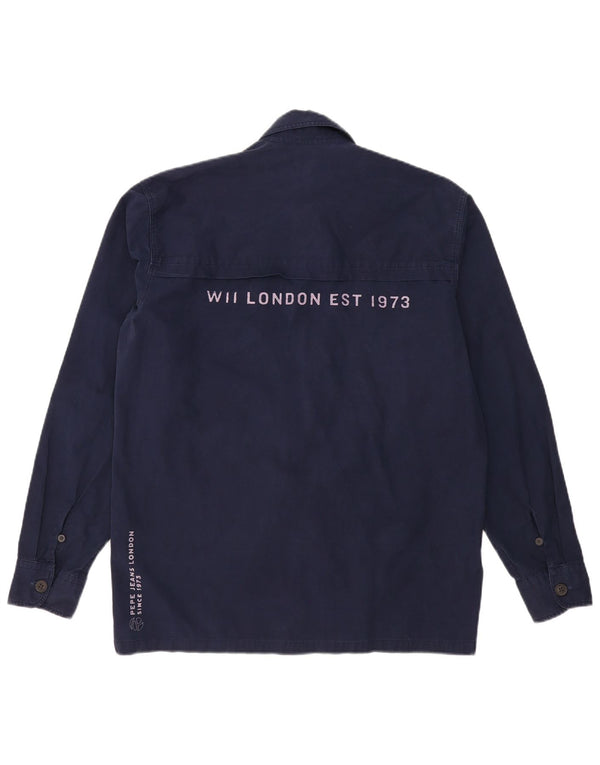 PEPE JEANS Camisa estampada para hombre Small Azul marino Algodón