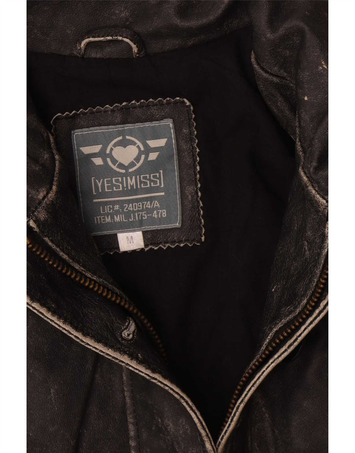Chaqueta de cuero vintage para mujer UK 44 Medium Black
