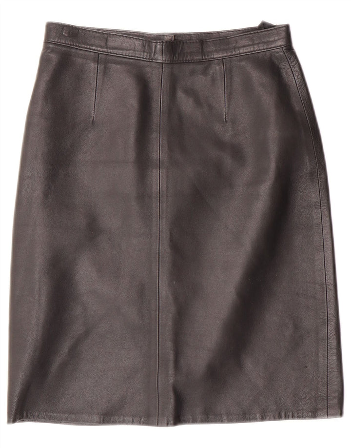 VINTAGE Falda de cuero para mujer IT 38 XS W24 Negro