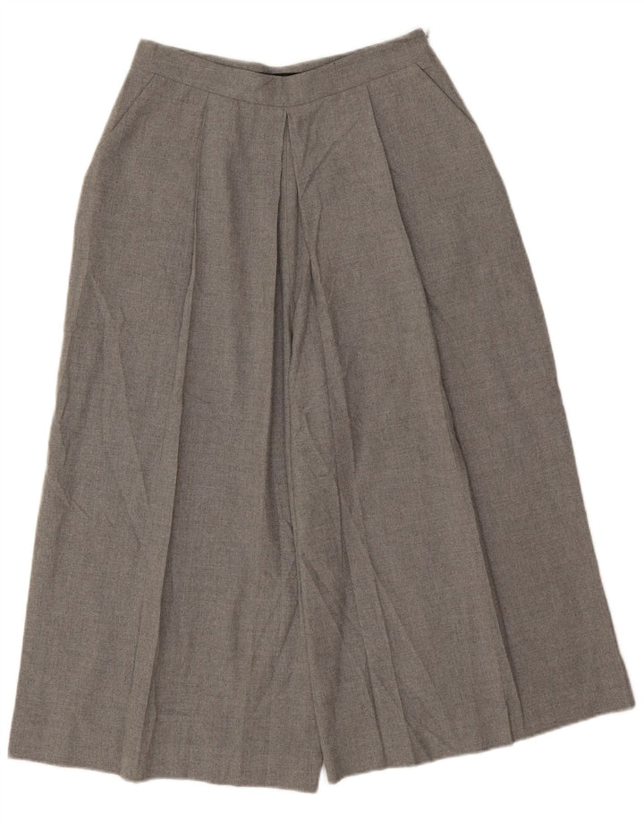 Zara Mujer Cullotes Capri Pantalones Pequeños W26 L19 Poliéster Gris Moteado