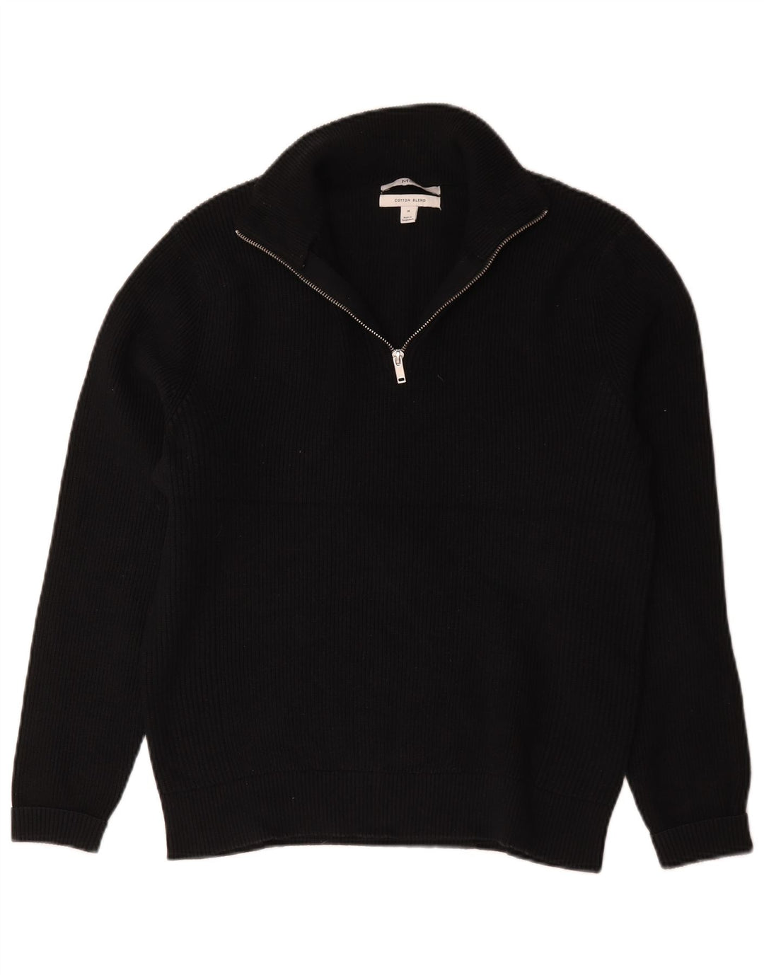 Marks & Spencer Jersey tipo jersey con cuello y cremallera para hombre Algodón azul marino mediano