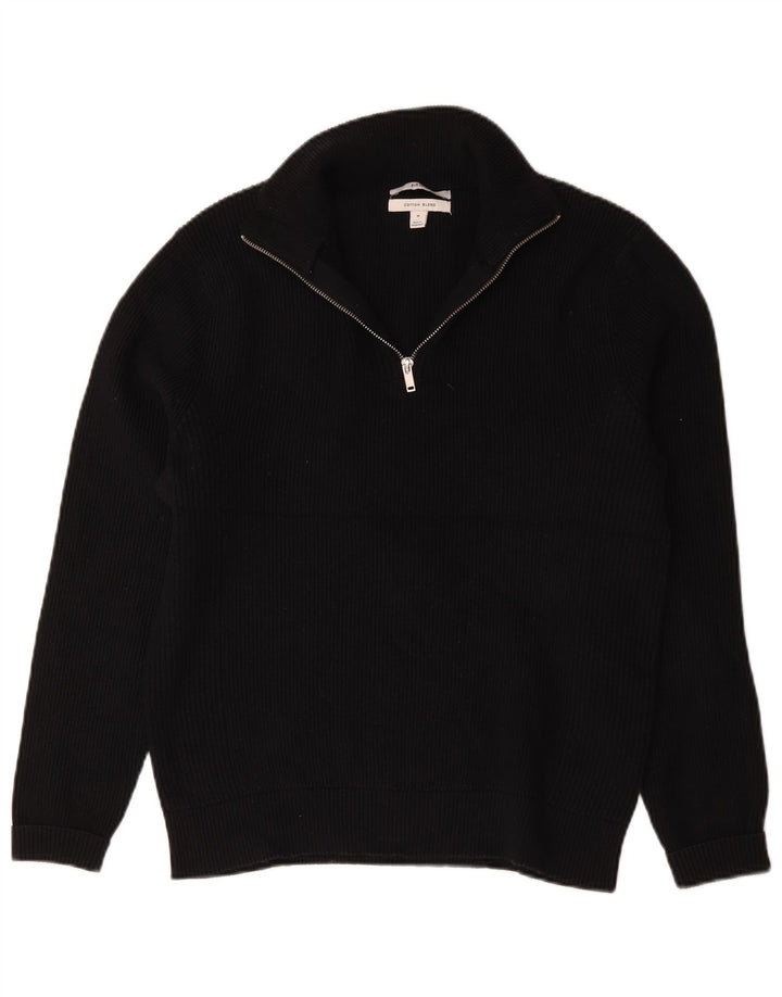 Marks & Spencer Jersey tipo jersey con cuello y cremallera para hombre Algodón azul marino mediano