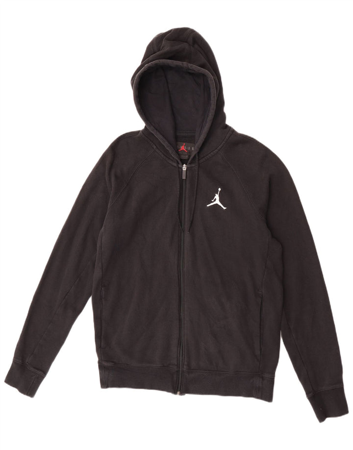 Jordan - Sudadera con capucha y cremallera para hombre, tamaño mediano, algodón negro